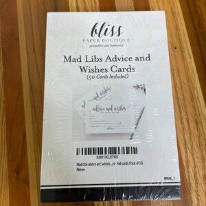 Bliss Paper Company Marriage Advice Mad Libs Cards Bridal shower games 50 Pack
